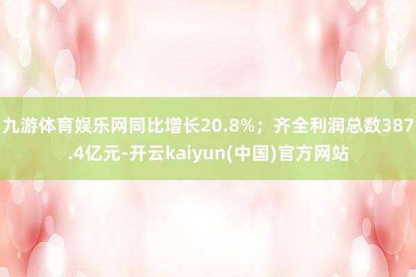 九游体育娱乐网同比增长20.8%；齐全利润总数387.4亿元-开云kaiyun(中国)官方网站