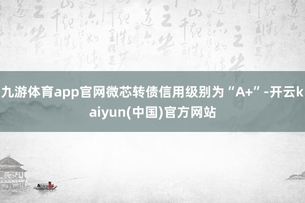九游体育app官网微芯转债信用级别为“A+”-开云kaiyun(中国)官方网站